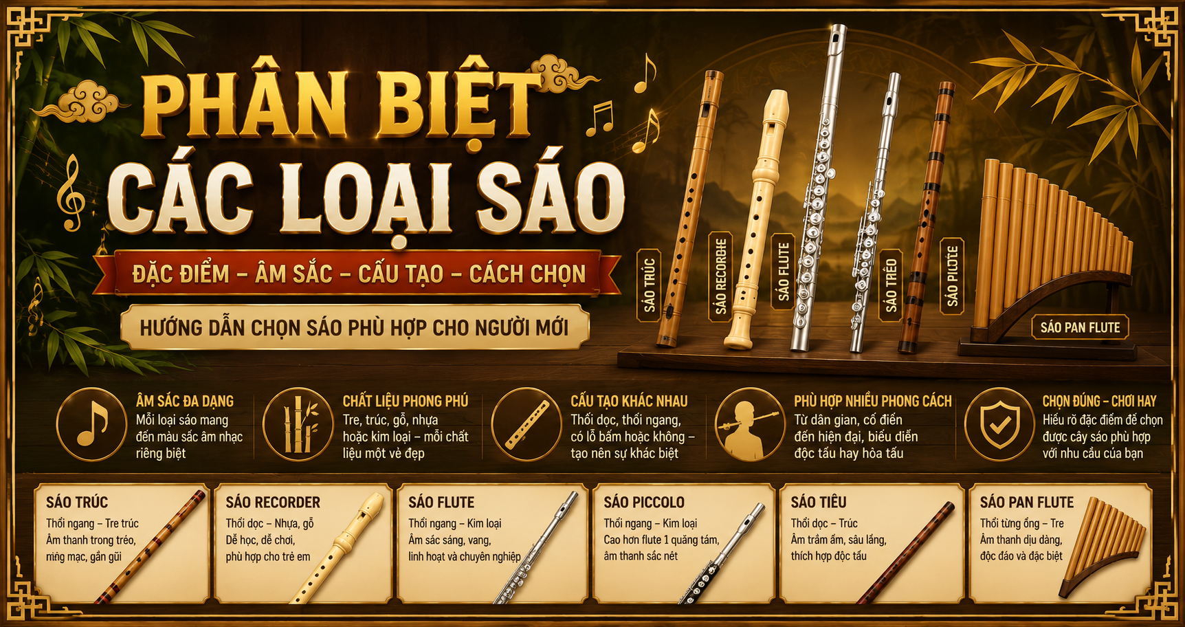 Phân Biệt Các Loại Sáo Phổ Biến – Hướng Dẫn Chọn Sáo Phù Hợp Cho Người Mới